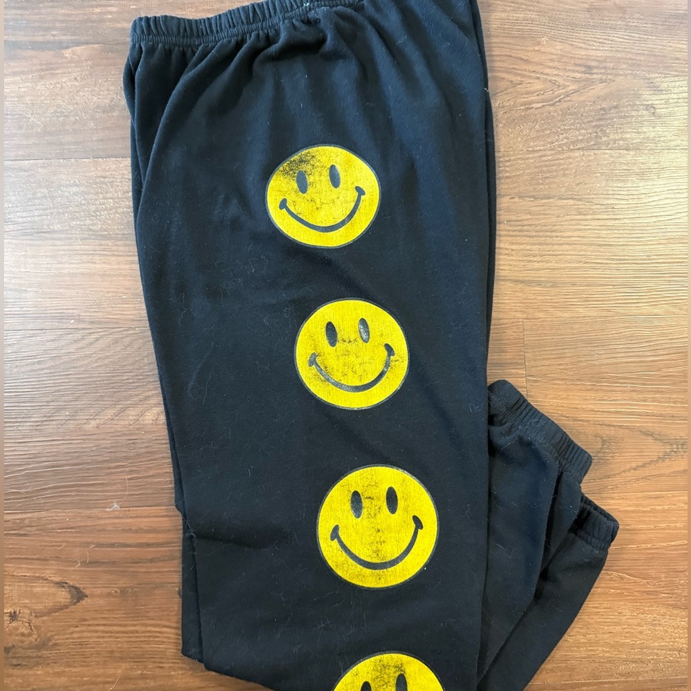 Aviator Nation Black Smiley Joggers
